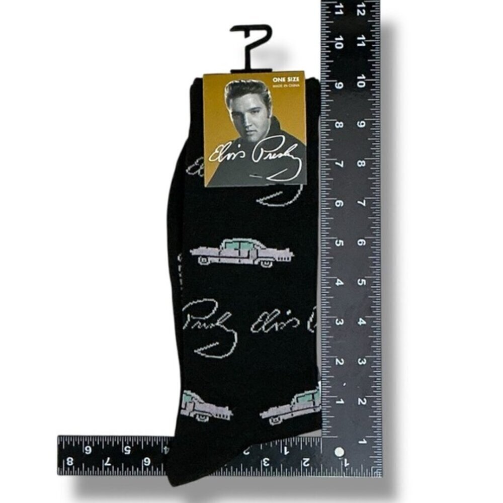 Elvis Presley Socks Pink Cadillac Novelty Casual Dress Crew Mid Calf One Size - Picture 4 of 16
